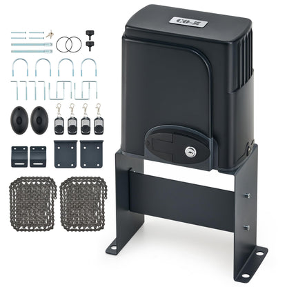 CO-Z CGHL14 Automatic Gate Opener, HomeLink Compatible Sliding Gate Opener for 1400lb 40ft Gates, Electric 280W Chain Operated Gate Opening Kit with IR Sensors Remotes, Driveway Home Garden