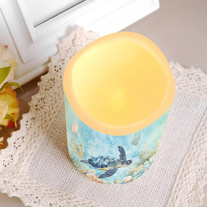 Cozeyat Turtle Ocean LED Candles 4 Pack Color Changing Battery Operated Flameless with Remote Control Timer Waterproof for Home Wedding Garden Beach