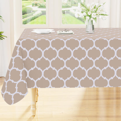 Smiry Rectangle Table Cloth, Waterproof Vinyl Tablecloths with Flannel Backing for Rectangle Tables, Wipeable Spillproof Plastic Tablecloth for Dining, Camping, Indoor and Outdoor (60"x84", Khaki)