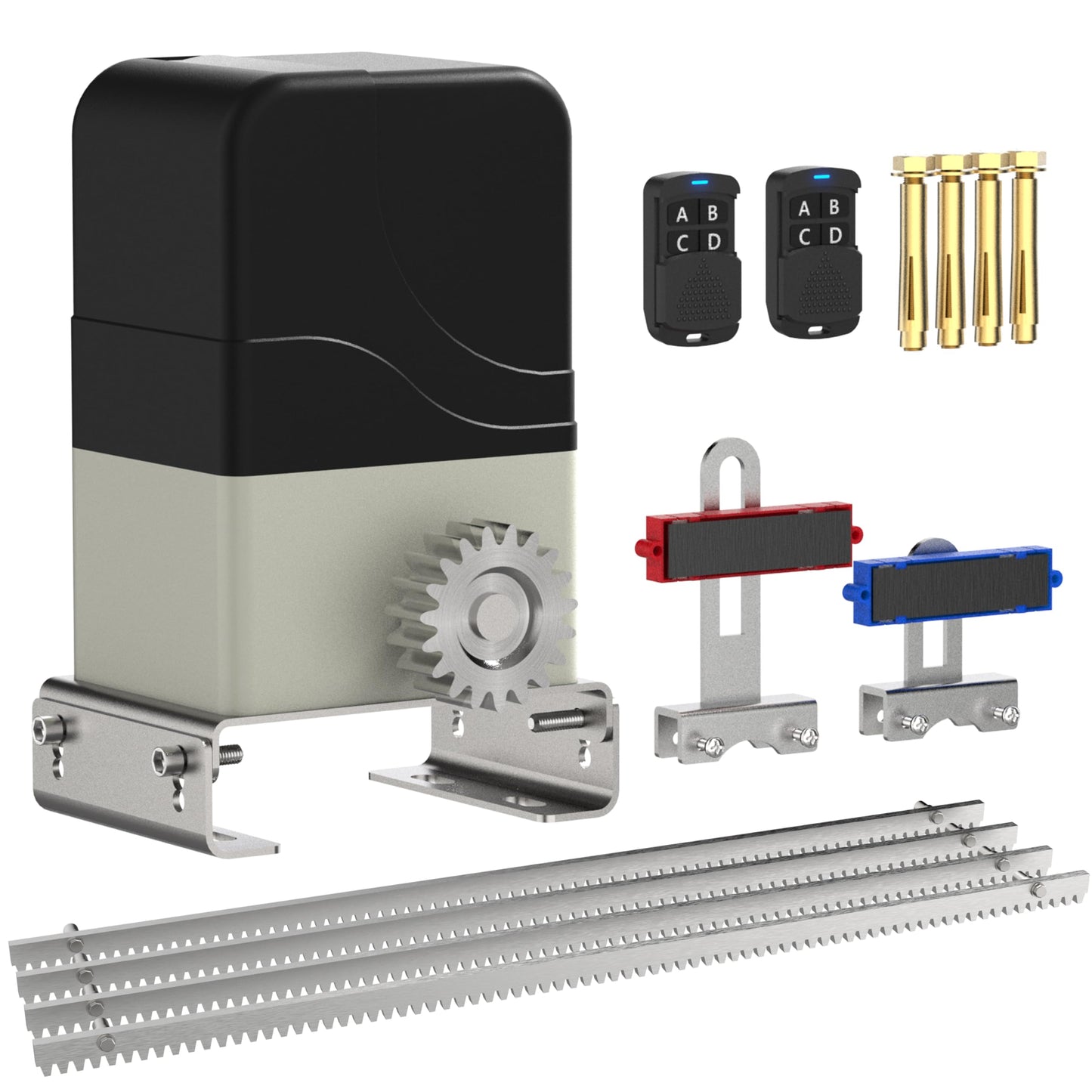 Blütezeit MJ-300 Sliding Gate Opener + 13.12ft Steel Gear Racks – 900lb AC110V Motor with 130W Copper Drive & Heavy-Duty Rack Kit