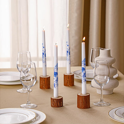 Conelist 4 Pcs Chinoiserie Taper Candles Blue and White Decorative Chinoiserie Porcelain Candlesticks 10 Inch Long Unscented Bridal Wedding Shower Candles for Christmas Party Gift Home Decor