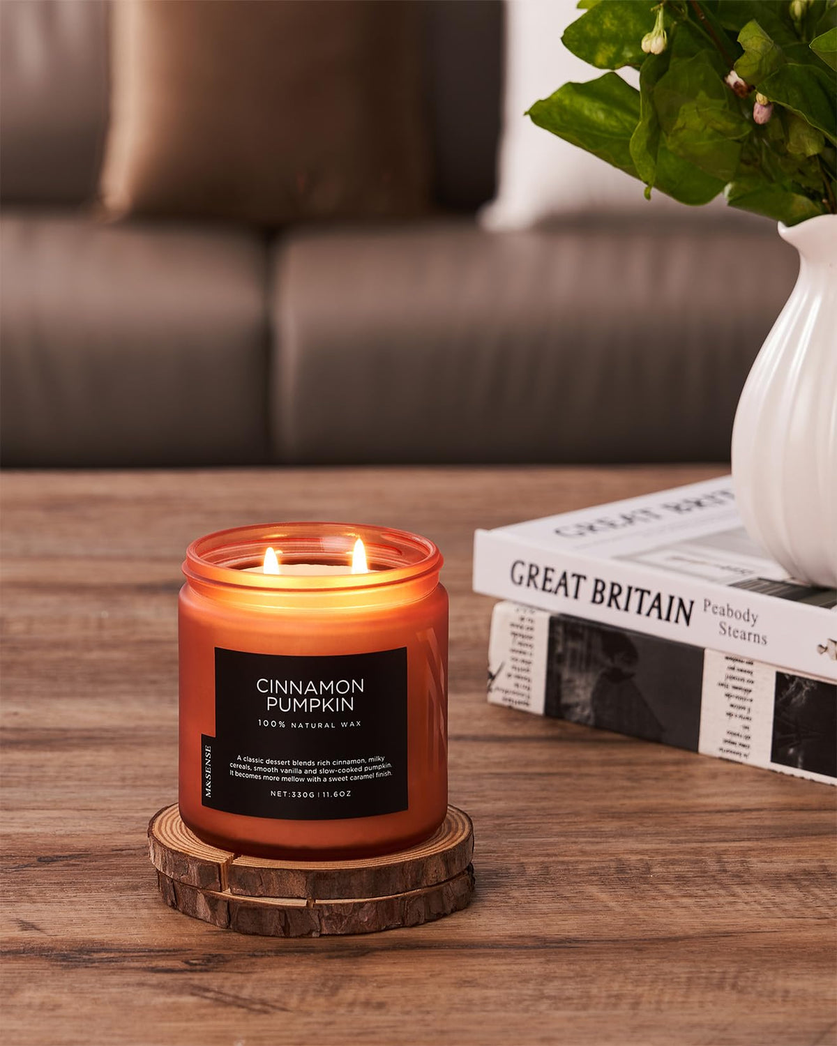 M&SENSE Ceylon Cinnamon Pumpkin Scented Candles for Home, 70 Hours Long Lasting Slow Burning 11.6oz Soy Natural Candle for Easter Holiday Birthday Gifts