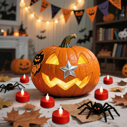 MINXIN LED Tea Light Flameless Candles with Remote Control Flickering Tealight Long Lasting, Battery Operated with Timer for Halloween Home Decoration Seasonal &Festival Celebration Red (24pcs)