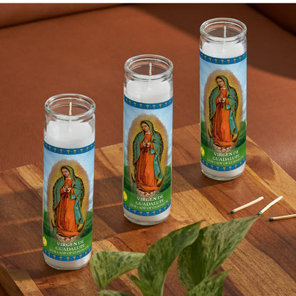 Simply Soson Religious Devotional Candle Set of 3, Virgin of Guadalupe, Sacred Heart of Jesus & Saint Jude, Catholic Glass Candles for Church and Home Devotion