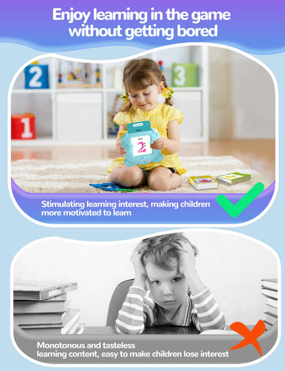 Italian and English Talking Flash Cards for Toddlers, 510 Sight Words Bilingual Learning Toys for Children, Autism Pocket Speech Therapy Toys, Italiano Vocabulary Educational Flashcards