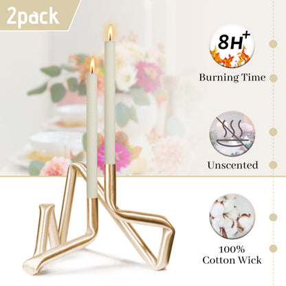 Unscented Texture Taper Candle 10 Inch Milk White Twisted Candlesticks Smokeless Long Candle Stick for Creative Gifts Holiday Dinner Decor 2 PCS