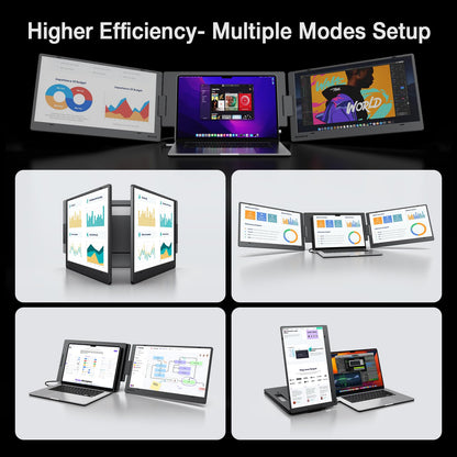 KYY 15.6" Laptop Screen Extender, 1080P FHD IPS Portable Monitor, One Cable USB-C Triple Monitor, Dual Travel Screen for 12"-17'' Laptops, 360° Rotation & Kickstand，X90D (Driver Need)