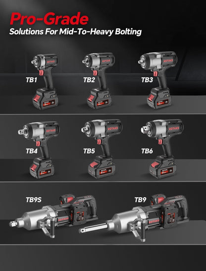 ROTAKE 20V Professional Middle Torque 1/2" Impact Wrench Kit, 880 FT-LBS Nut-Busting Torque, Cordless Impact Gun with Hog Ring, 3-in-1 Unibody Hammer Case, 5.0Ah Battery & 4A Fast Charger, TB2