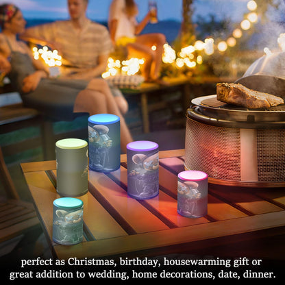 ALAZA Flameless Candles with Remote Timer,Microphone Bear Battery Operated Candles Set of 2 LED Tea Lights Flickering Pillar Votive Candles for Indoor Outdoor Decor