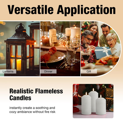 Eywamage White Flameless Pillar Candles with Remote, Flickering LED Candles Battery Powered Real Wax Set of 3