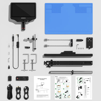 Andonstar AD409 SA 10.1'' HDMI Soldering Digital Microscope with Slide Rail Arm, Endoscope, 300X USB Electronic Microscope Camera for Professional PCB Repair, Soldering, Electronics, Windows PC