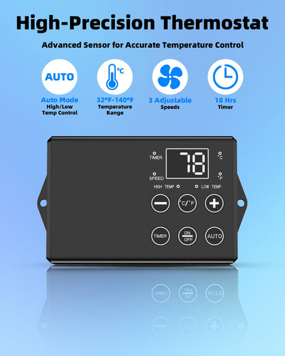 Ehiair 10 Inch Upgraded Shutter Exhaust Fan with Thermostat & Remote Control, Automatic On/Off by Temperature, 890 CFM Wall Mounted Garage Fan for Attic, Greenhouses, Sheds, Chicken Coops & Shops