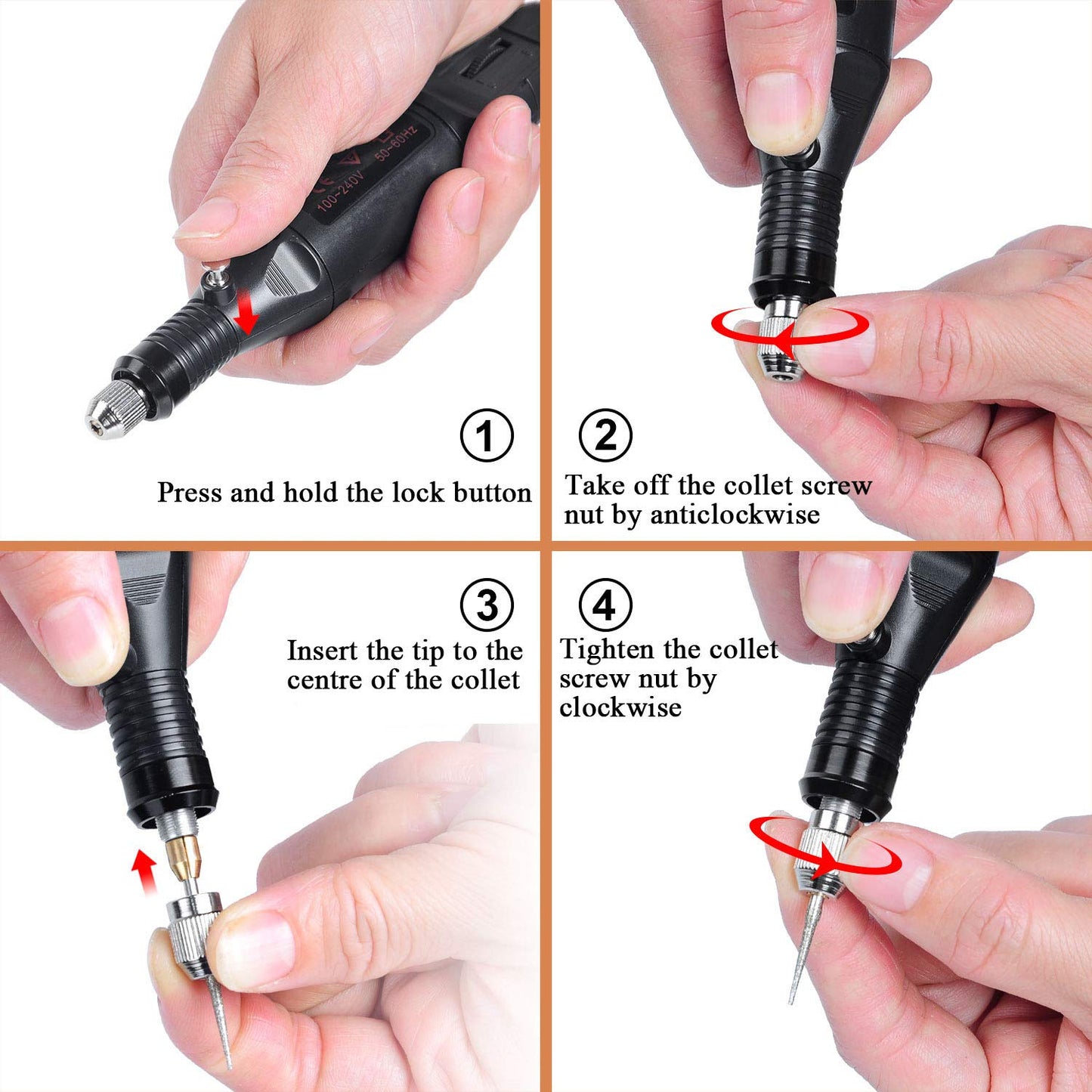 Uolor 108 Pcs Engraving Tool Kit, Multi-Functional Electric Corded Micro Engraver Etching Pen DIY Rotary Tool for Jewelry Glass Wood Metal Plastic with Scriber, 82 Accessories and 24 Stencils - Black