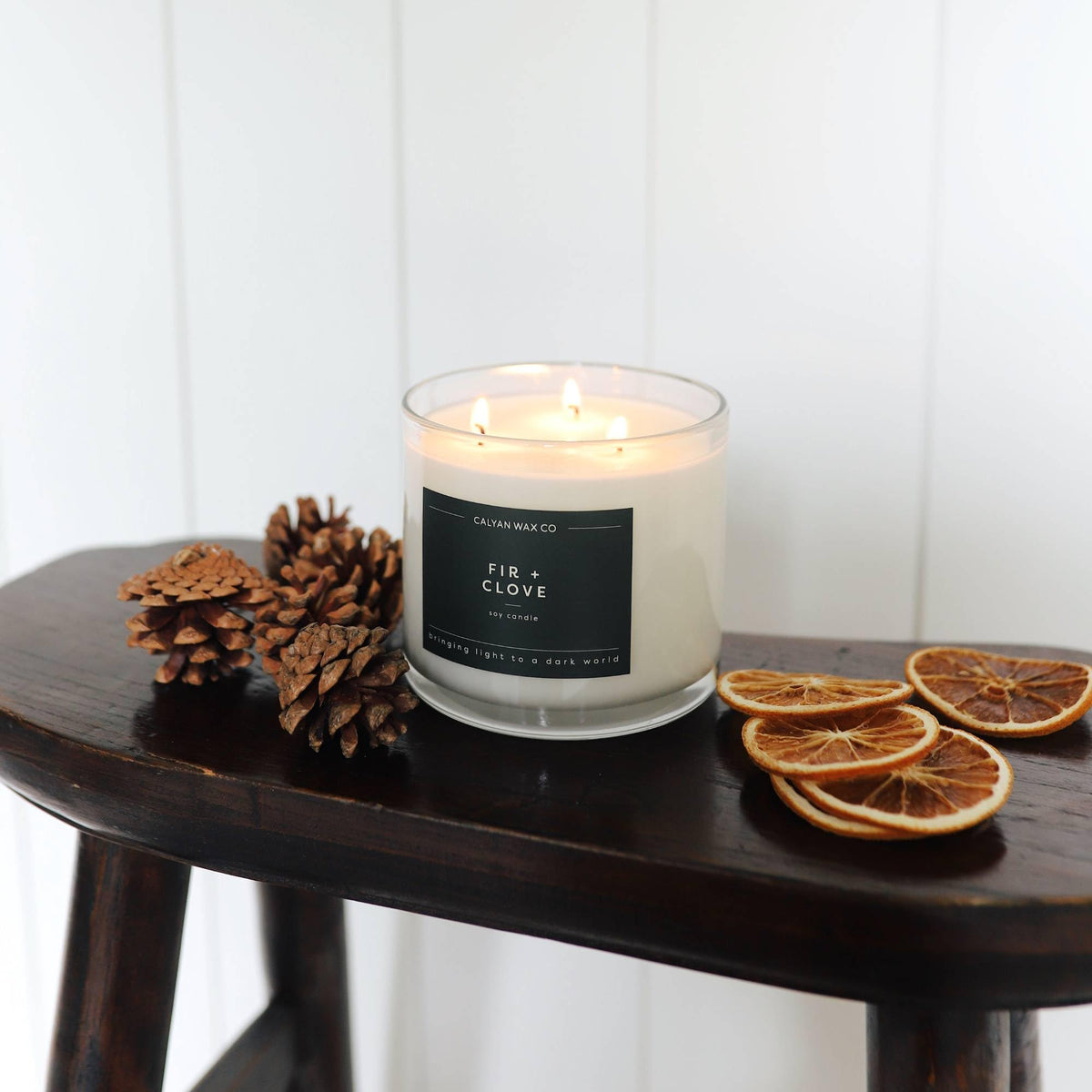 Calyan Wax Co. Fir & Clove 3 Wick Scented Candle - 43 Hour Burn - Luxury 3 Wick Soy Candles - Clean Soy Wax Candles - Long Lasting Large Glass Jar Candle for Home - 14.9oz