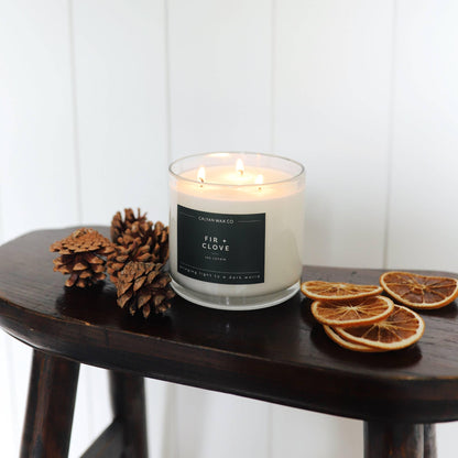 Calyan Wax Co. Fir & Clove 3 Wick Scented Candle - 43 Hour Burn - Luxury 3 Wick Soy Candles - Clean Soy Wax Candles - Long Lasting Large Glass Jar Candle for Home - 14.9oz