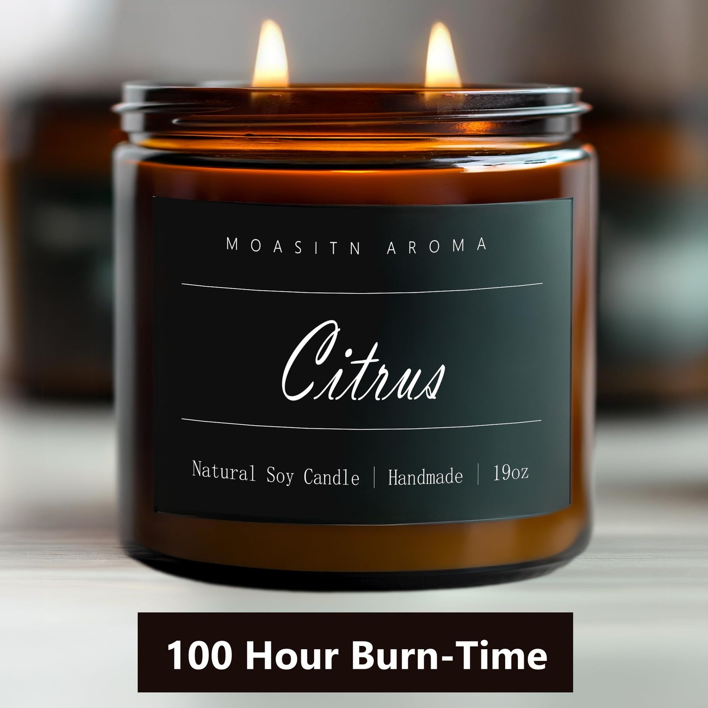 MOASITN Citrus Large Heavenly Scented Candles for Home|19oz 100h Long Lasting Clean Burn|Natural Soy Aromatherapy Candle|2 Wick Jar Candle for Women,Men as Relaxing,Birthday,Housewarming Gifts