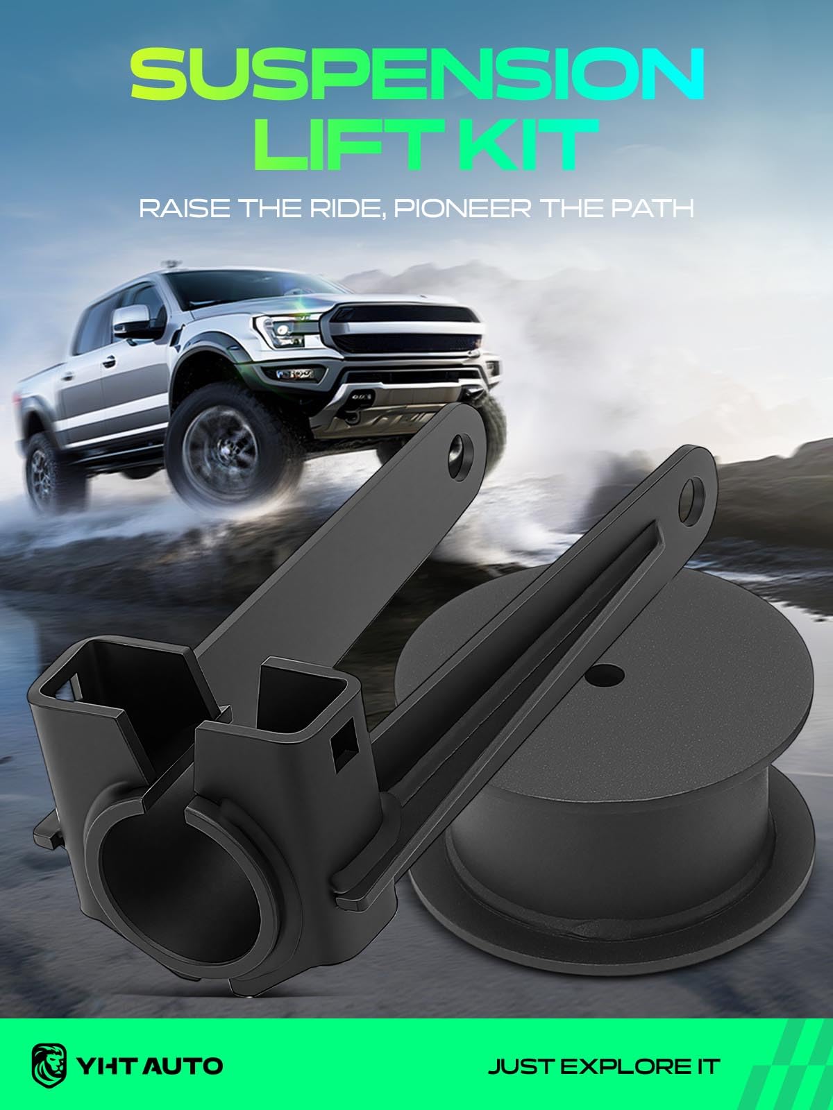 YHTAUTO 3.5 Inch Front & 3 Inch Rear Leveling Lift Kit Compatible with Jeep Commander 2006-2010, Grand Cherokee 2005-2010, RWD/4WD, Steel Fork Clevis & Spring Spacers w/Hardware Kit Set of 4