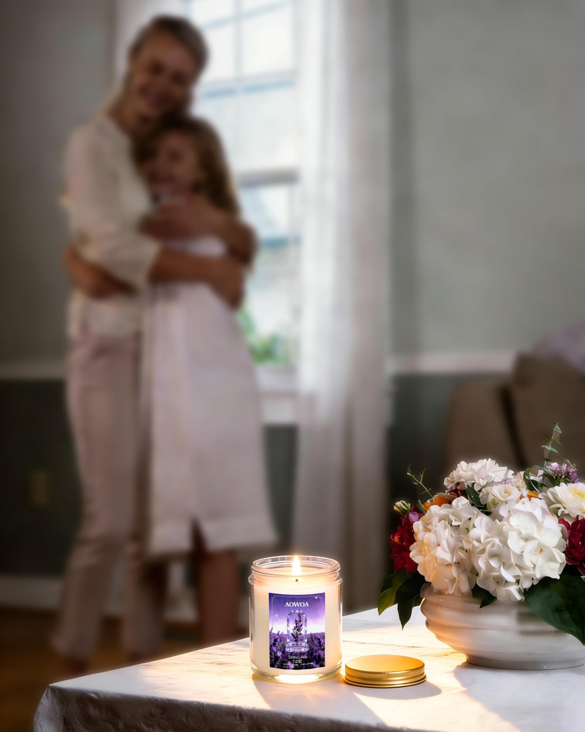 AOWOA Lavender Scented Candles for Women -Aromatherapy Candle, Natural Soy Candles for Home Scented 7oz, Long Lasting Non-Toxic Clean Burning, Mom Birthday Candles Valentines Day Gifts