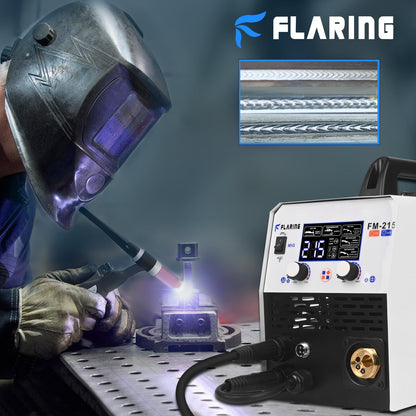 FLARING MIG Welder 215amp 6 IN 1 Welder Machine 120V/240V Flux Core/Gas MIG/Stick/Lift TIG/Spot welding/Spool Gun Multi-Process 2lbs/11lbs Wire Compatible IGBT Inverter Portable Welder