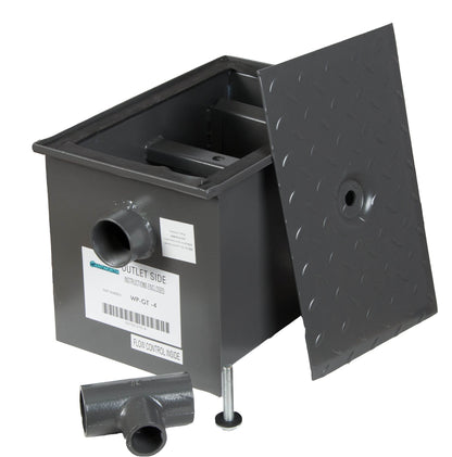 Wentworth 8 Pound Commercial Grease Traps for Restaurant Under Sink Kitchen, 4 GPM Carbon Steel Grease Interceptor Traps for Home Canteen Kitchen Wastewater Factory, WP-GT-4