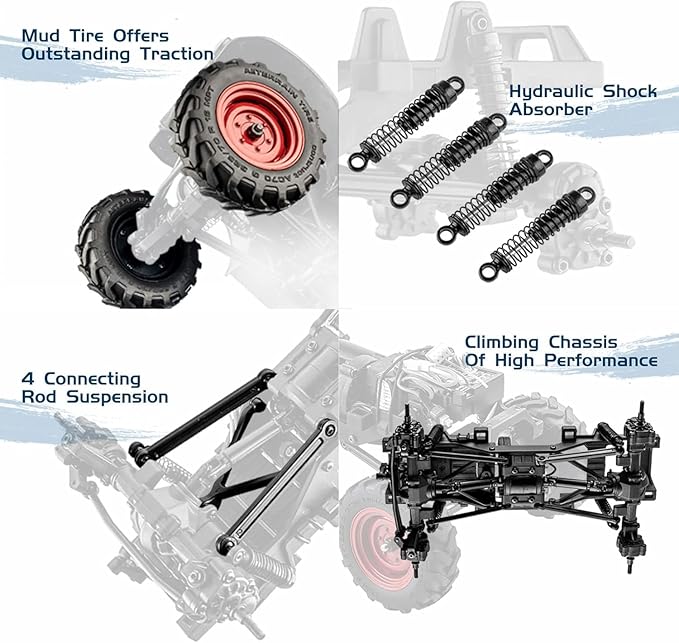 EAZYRC FMS FCX24 Power Wagon 1/24 RC Crawler Brushed 4x4 RTR Rock Crawler with Portal axle 2-Speed Transmission PC Hard Body – RC Car for Adults and Gift