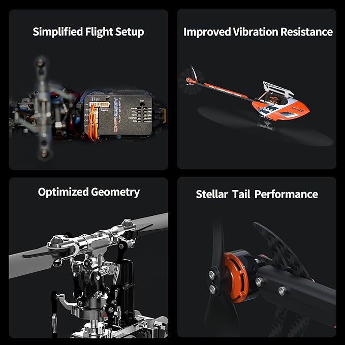 OMPHOBBY M2 EVO MK2 Ready To Fly RC Helicopter Outdoor Dual Brushless Motors Direct-Drive 6CH Remote Control Helicopters for Adults 3D RC Plane with Remote Control Mini Drone RTF Orange