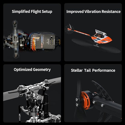 OMPHOBBY M2 EVO MK2 Ready To Fly RC Helicopter Outdoor Dual Brushless Motors Direct-Drive 6CH Remote Control Helicopters for Adults 3D RC Plane with Remote Control Mini Drone RTF Red