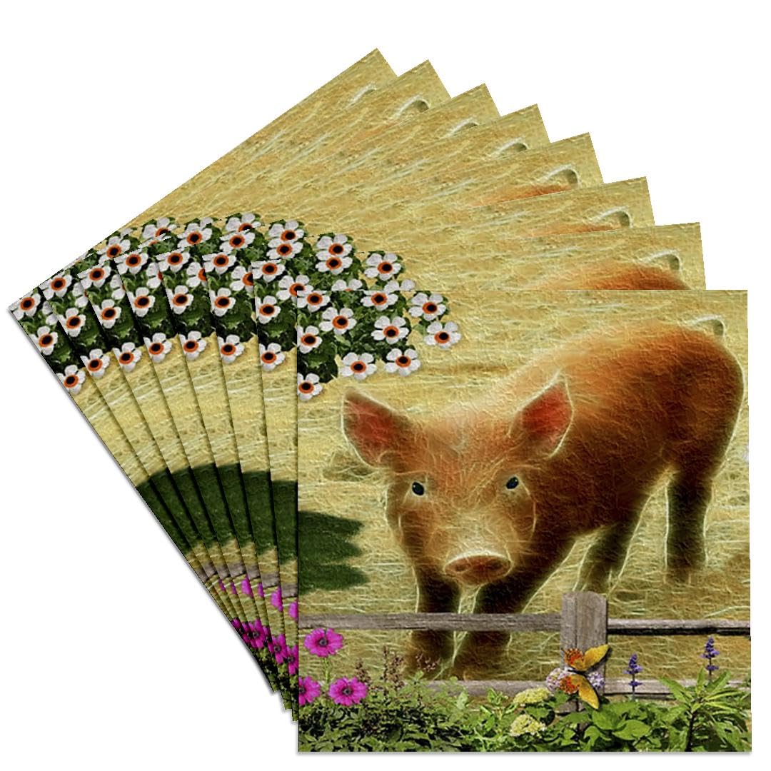 3dRose CST_9081_4 Little Pig-Ceramic Tile Coasters, Set of 8