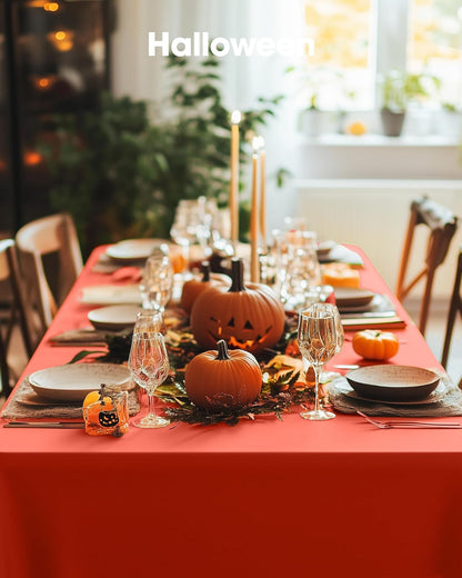 Pureegg Disposable Plastic Tablecloths - 8 Pack, 54 x 108 Inch, Leakproof & Sturdy for Halloween & Thanksgiving | Orange