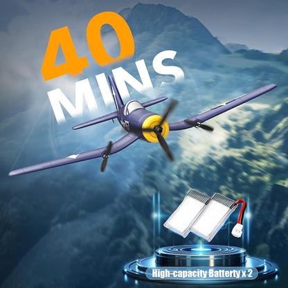 volantexrc RC Plane 3 Channel Remote Control Airplane Fighter Toys 2.4GHz 6-axis Gyro Stabilizer RTF Glider Aircraft Plane Easy to Fly for Adults Beginners (F4U Corsair)