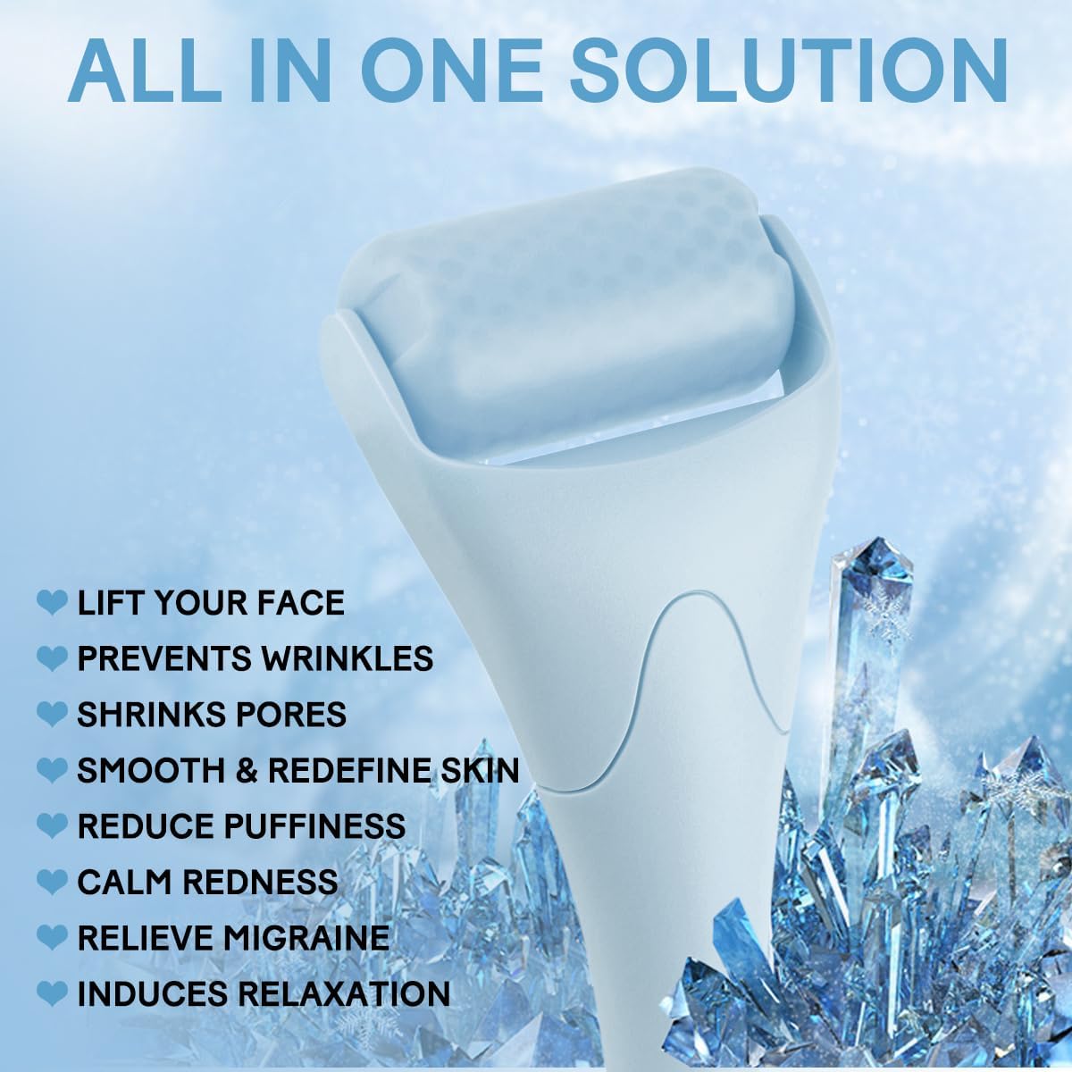 Fronnor Ice Roller for Face,Eyes,Women Gifts Idea,Therapeutic Cooling to Tighten Brighten Complexion and Reduce Wrinkles,Massager Under Eye Puffiness,Migraine and Pain Relidf (Haze Blue)