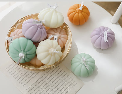 Pumpkin Shaped Scented Candle,150G Fruit Aroma Soy Wax Decorative Candle for Table Photo Prop Birthday Gift,Prefect for Meditation Stress Relief Mood Boosting Bath Yoga (White)