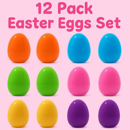 Celmuron 12 Pack Large Easter Eggs – 3.74'' Bright Plastic Fillable Eggs for Easter Egg Hunt, Party Favors, Surprise Gifts