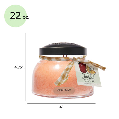 A Cheerful Giver - Juicy Peach Mama Scented Glass Jar Candle (22oz) with Lid & True to Life Fragrance Made in USA