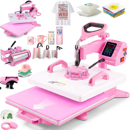 Whubefy Heat Press 15x15 inch 8 in 1 with 30OZ Tumbler Press, Slide Out 360° Swing Away Digital Shirt Press Machine, Industrial-Quality Heat Transfer Sublimation for T-Shirt/Tumbler/Mug/Hat/Cap/Plate