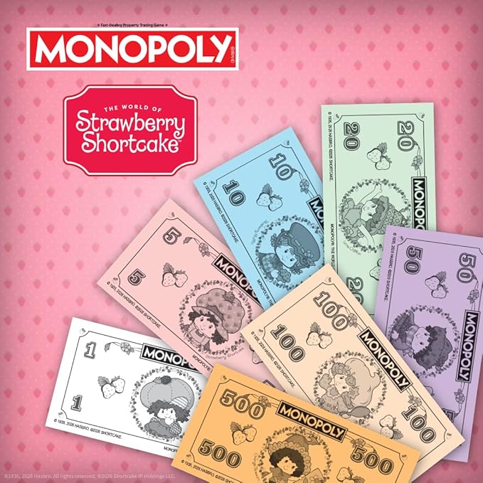 Monopoly: Strawberry Shortcake Board Game Buy Sell &amp Trade Locations Like Big Apple City Citrus Acres &amp More Includes 6 Collectible Tokens Like Blueberry Muffin's Basket &amp More Offici