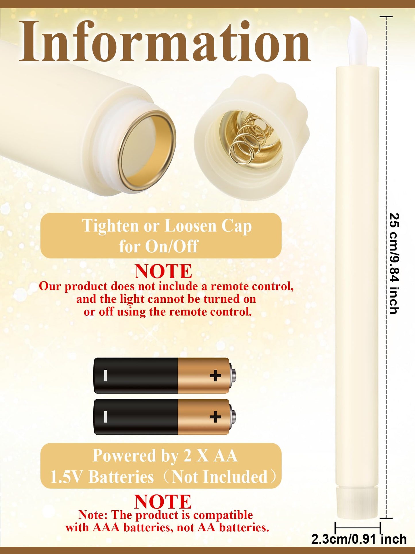 Funtery 48 Pcs Flameless LED Taper Candles Battery Operated Candles Bulk Realistic LED Candlesticks Flickering for Wedding Church Graduation Party Home Decor(Ivory,Modern Style)
