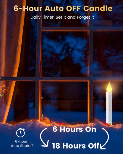 SURAIELEC 4 Pack Battery Operated Window Candles with Timer, Window Candle Lights with Removable Candle Holders, LED Christmas Candles for Christmas Windows, Mantel, Dining Table, Gloss Gold