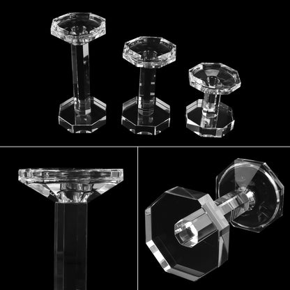 DONOUCLS Crystal Candlestick Holders Set of 3, Clear Crystal Taper/Pillar Candles Holders– Table Centerpieces for Party and Wedding Decoration(4''/6''/8'' Tall)