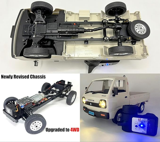 WPL RC Car 1/10 Scale RC Kei Truck Suzuki RC Drift Car WPL D14 Remote Control Car 4x4 Off Road Carry RTR 2.4 GHz Proportional Throttle Steering 280 Motor 4WD Hobby Grade Toys for Adult