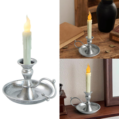 Elegant Antique Metal Holders and Flamless LED for Living Room and Special Event Decors with Secure Base Festival LED