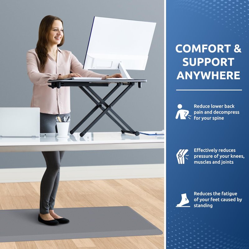 KitchenClouds Kitchen Mat Cushioned Anti Fatigue Rug 20"x39" Water Resistant, Non Slip, Standing and Comfort Desk/Floor Mats for House Sink Office (Grey,0.8inch)