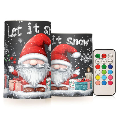 Eionryn Christmas Gnome Gift Candle Flameless Candles Battery Operated LED Candles with Remote Timer Electric Candles for Home Party Decor 2pcs