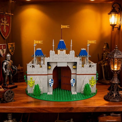 Usoway Medieval Knight Castle Building Blocks SetComes with 12 Knights FiguresCompatible with Lego Medieval Town Square Toysfor Adult and Children Ages 6+ 607016