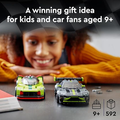LEGO Speed Champions Aston Martin Valkyrie AMR Pro &amp Vantage GT3 2 Collectible Model 76910 - Race Car and Toy Set Includes 2 Driver Minifigures Great Gift for Boys Girls and Teens Ages 9+