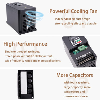 QNK 5.5KW 7.5HP 380V AC 12.5A VFD Converter Single to 3 Phase Inverter Variable Frequency Drive for CNC Spindle Motor Speed Controller