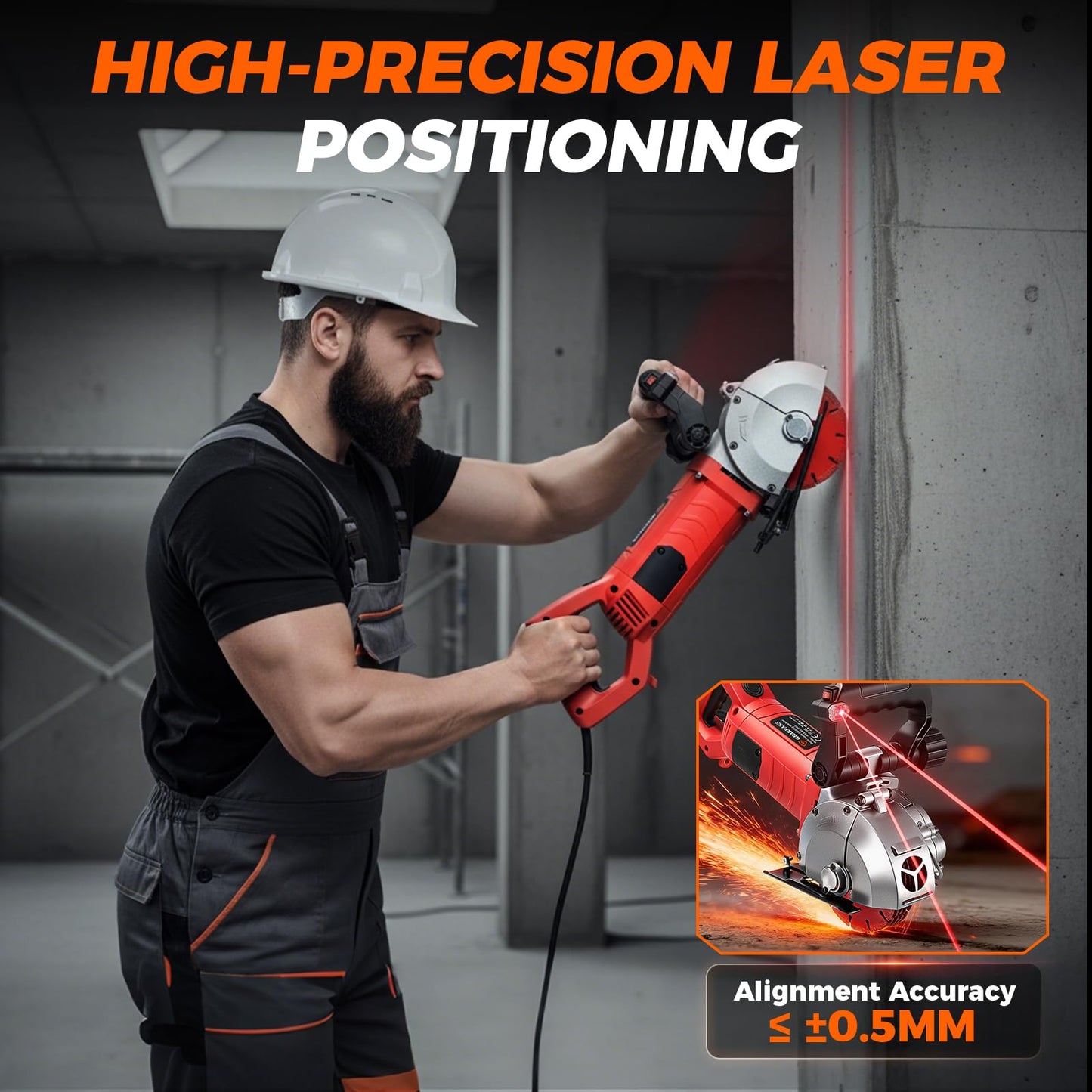 4200W Professional Electric Wall Chaser, Max 1.65"W & 1.6"D, 5" Wall Grooving Machine & Concrete Cutter, 110V Dust-Free Tool Kit with Pump, 5 Blades & Vacuum Adapters, UL Listed