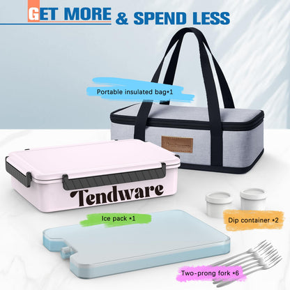 Chilled Portable Snackle Box Container with Reusable Ice Pack Bonus Insulated Bag 2Dip Container Divided Serving Tray Beach Essentials for Charcuterie Road Trip Picnic Family Party
