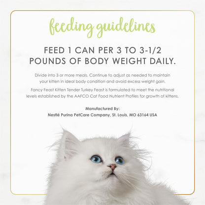 Purina Fancy Feast Kitten Tender Turkey Feast Wet Kitten Food Pate - (Pack of 24) 3 oz. Cans