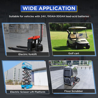 Forklift Battery Charger 24V 30A Smart 24 Volt Charger 900W Fully-Auto LCD Display Pallet Jack Battery Charger 7 Protections Trickle Charger for 24V Electric Pallet Jack & Forklift & Floor Scrubber